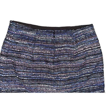 Diane Von Furstenberg DVF Austyn Black Indigo Camellia Tweed Faux Wrap Skirt 8