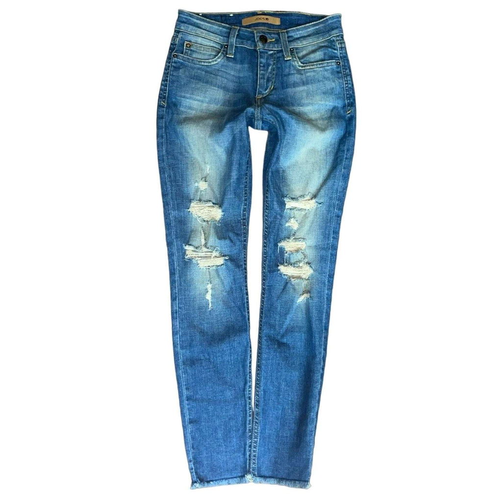 Joe's Jeans Skinny Leg Fray Hem Jeans in Gretchen Wash Ripped Edition Sz 24