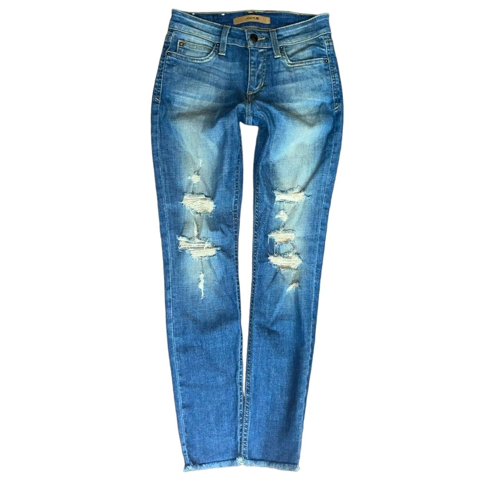 Joe's Jeans Skinny Leg Fray Hem Jeans in Gretchen Wash Ripped Edition Sz 24