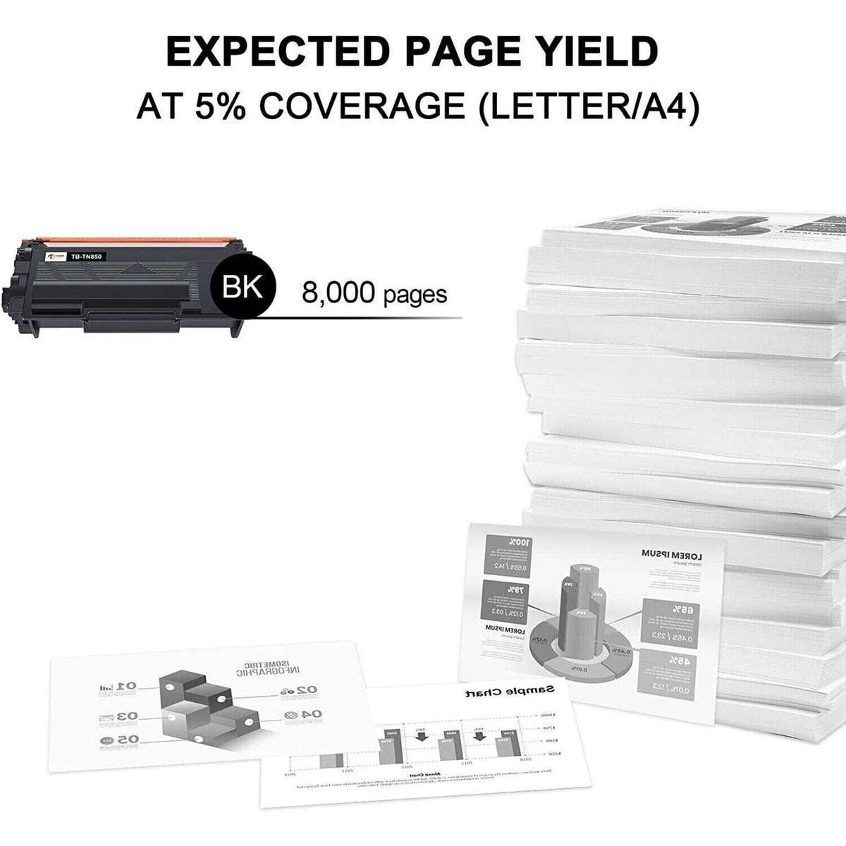 Premium Toner Cartridge TN-850 High Yield Black 2Pack TN-850-2PK-V2 For Brother