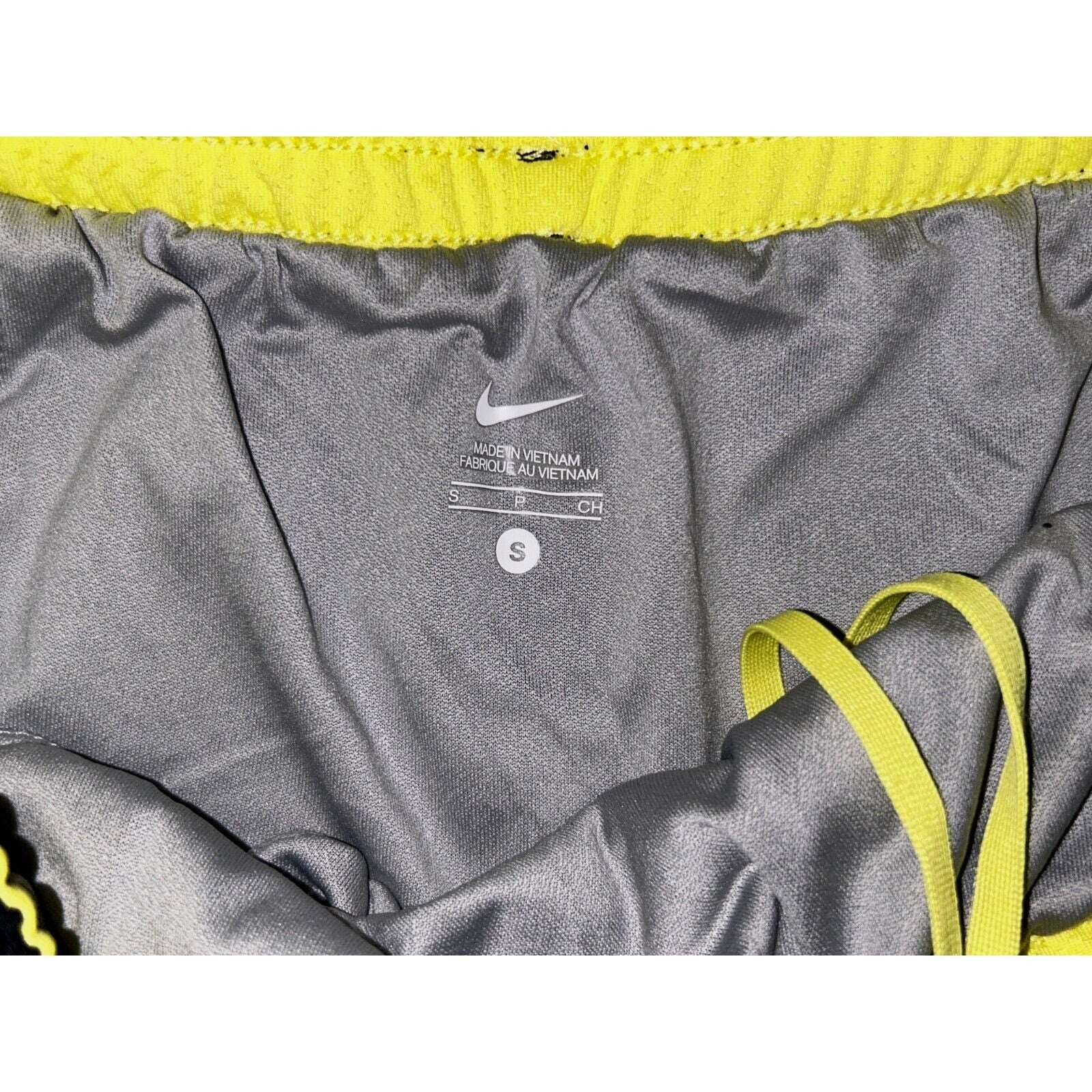 NIKE Black & Yellow Lined Running Shorts w Pocket & Drawstring Size S Women's