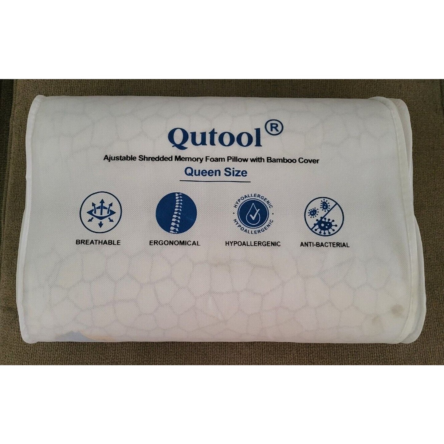 Cooling Bed Pillows 2 Pk Queen Bamboo Shredded Memory Foam Washable Cover Qutool