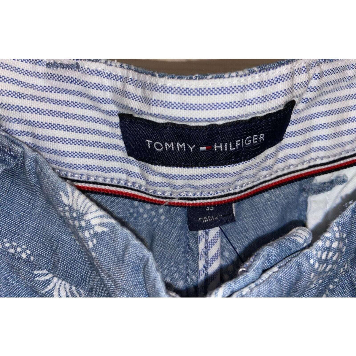 Tommy Hilfiger Chambray Pineapple Chino Shorts Sz 35 Mens New!