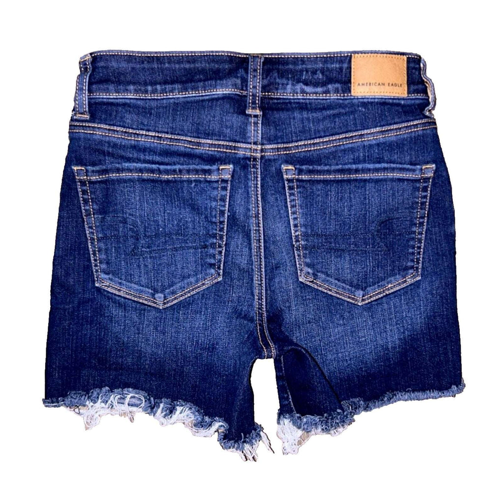 American Eagle Hi-Rise Shortie Cut Off Destroyed Jean Shorts Size 0