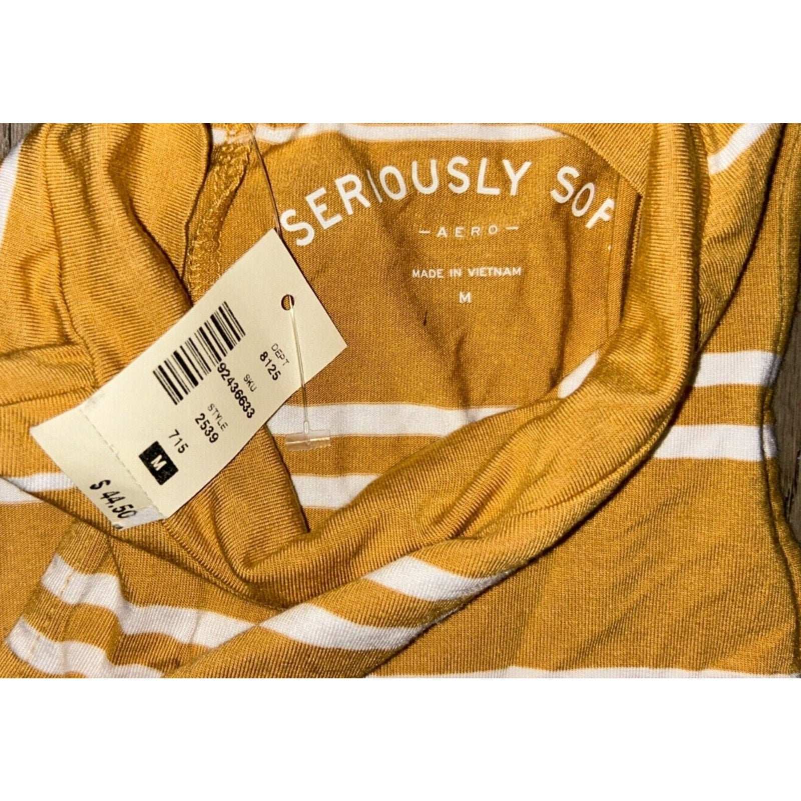 AERO Aeropostale Seriously Soft Mock Neck Swing Dress Yellow Stripe Size M - New