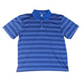 PGA Tour Blue w Black & Gray Stripes Polo Shirt Size L Large Men's Golf Preppy