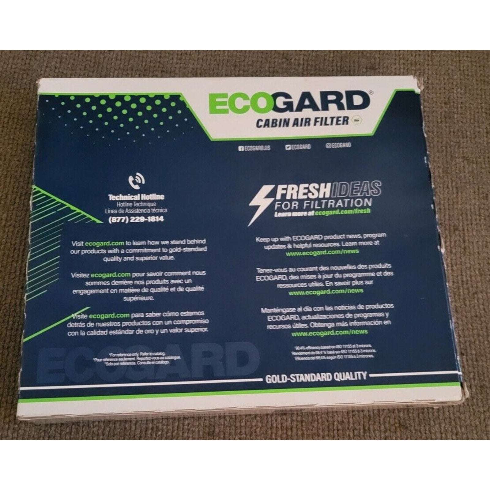 ECOGARD XC10622 Premium Cabin Air Filter Removes Harmful Airborne Contaminants