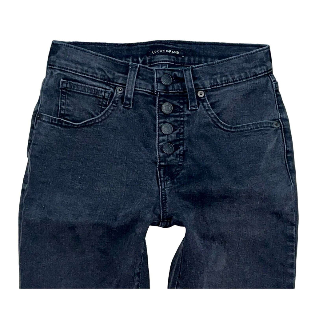 Lucky Brand Ava Mid Rise Crop Mini Boot Button Fly Distressed Jeans Size 2 / 26