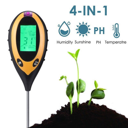 4-in-1 Soil Tester Meter Garden Lawn Plant Moisture/Light/Ph/Temp Sensor Tool