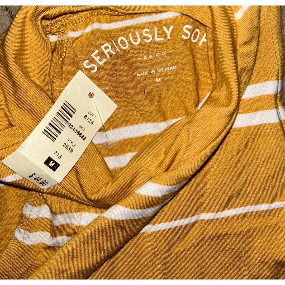 AERO Aeropostale Seriously Soft Mock Neck Swing Dress Yellow Stripe Size M - New