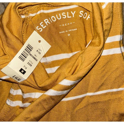 AERO Aeropostale Seriously Soft Mock Neck Swing Dress Yellow Stripe Size M - New