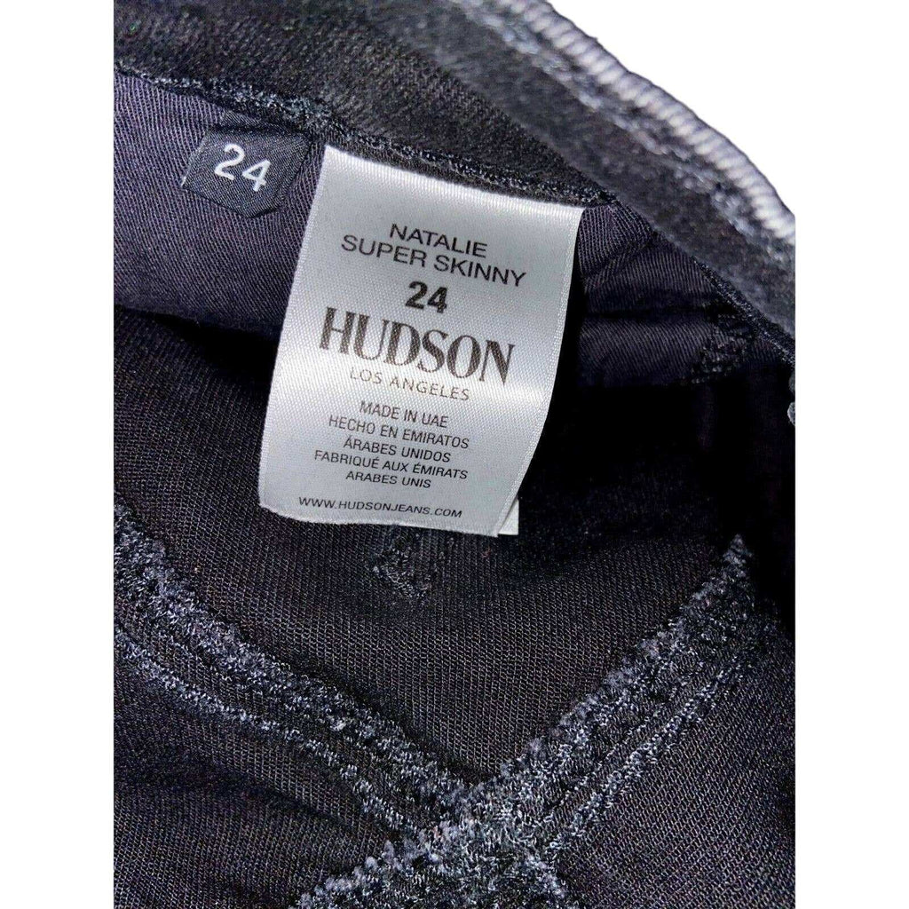 HUDSON Natalie Super Skinny Distressed Raw Hem Black Stretch Jeans Size 24