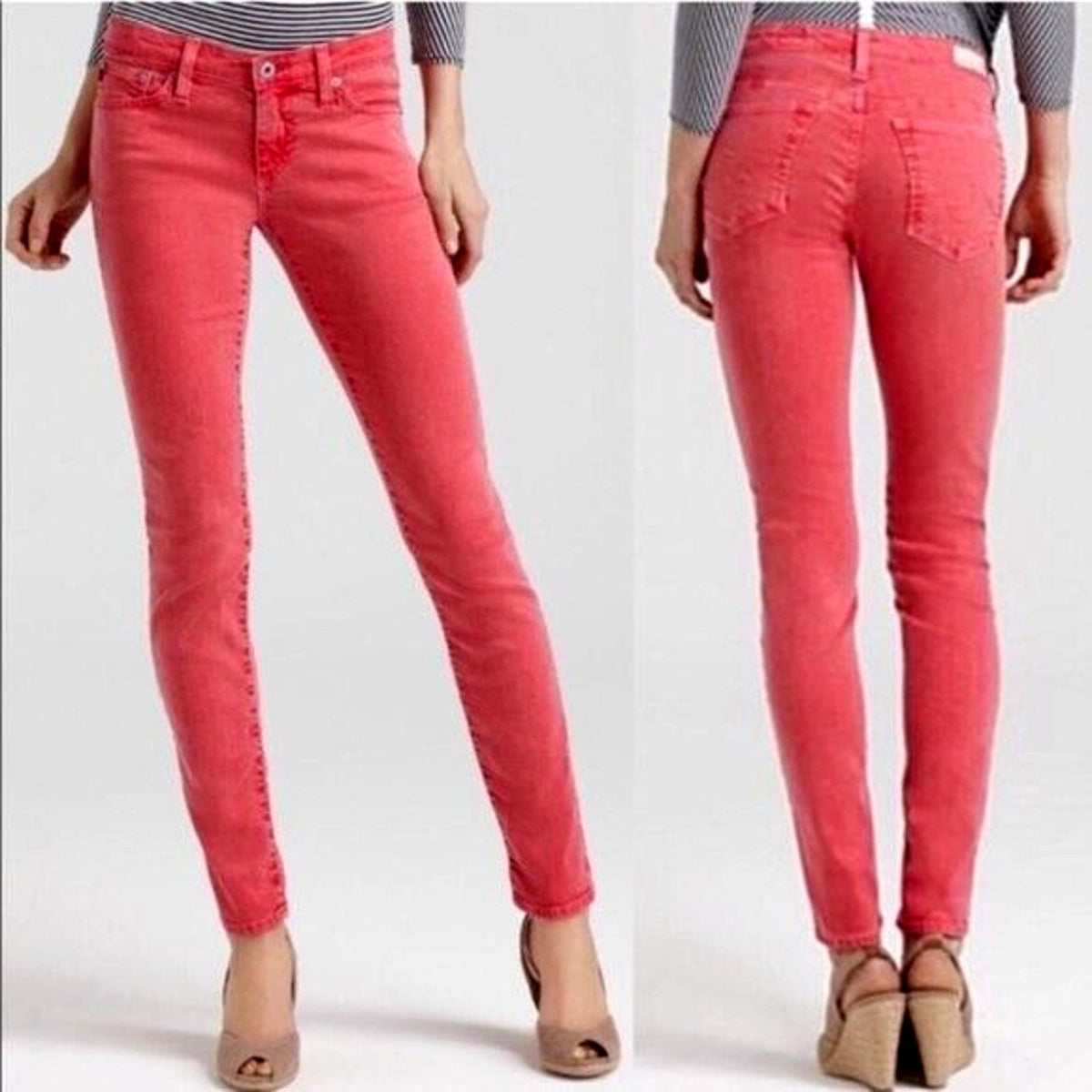 AG Adriano Goldschmied Red Fade The Stevie Straight Ankle Jeans Sz 28