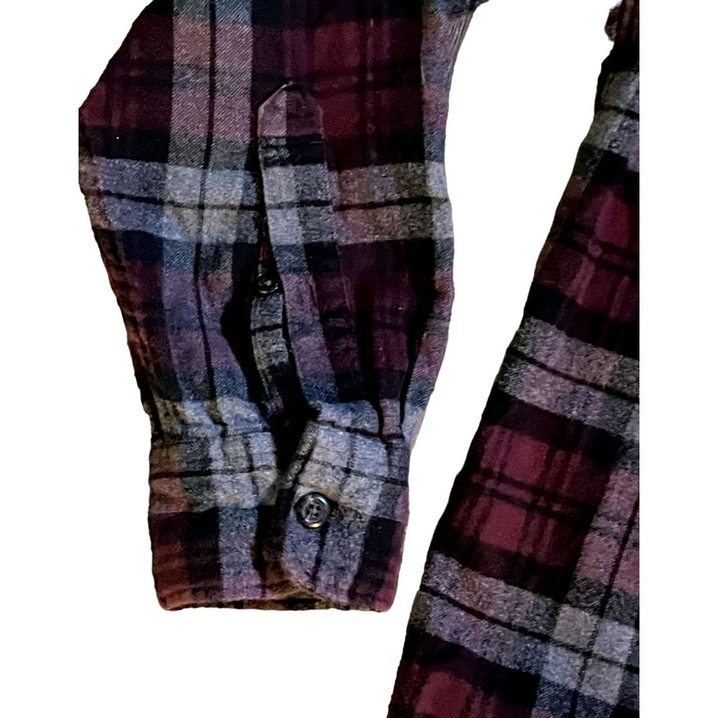 Mens/Boys Abercrombie & Fitch Gray Red Flannel Button Down Long Sleeve Shirt XS