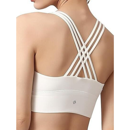 Artdear Strappy Sports Bra Medium Support Yoga Running.. Off White Size XXL NEW!