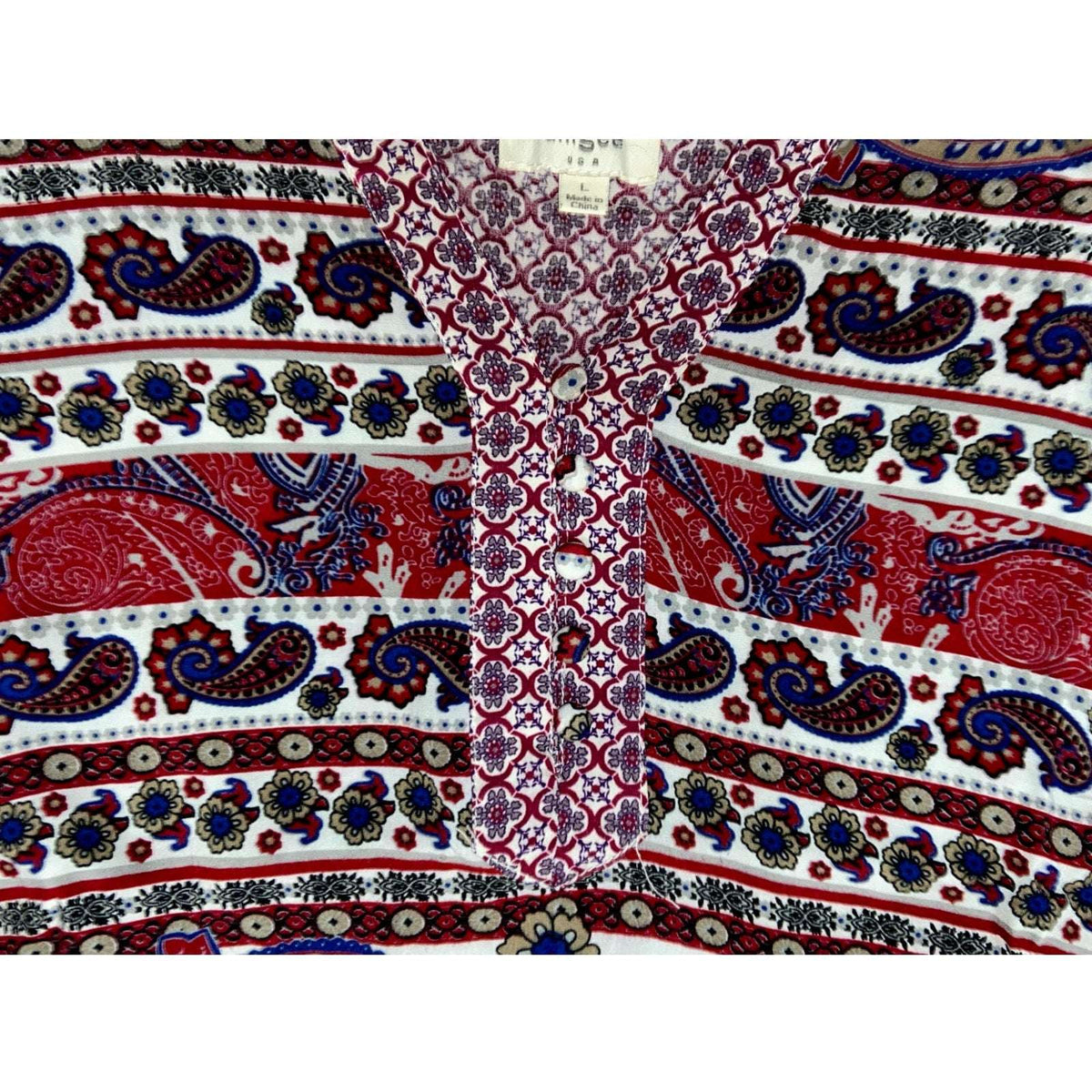 UMGEE Paisley Flowing Boho Hippie Henley Tunic Dress Sz L ( Large)