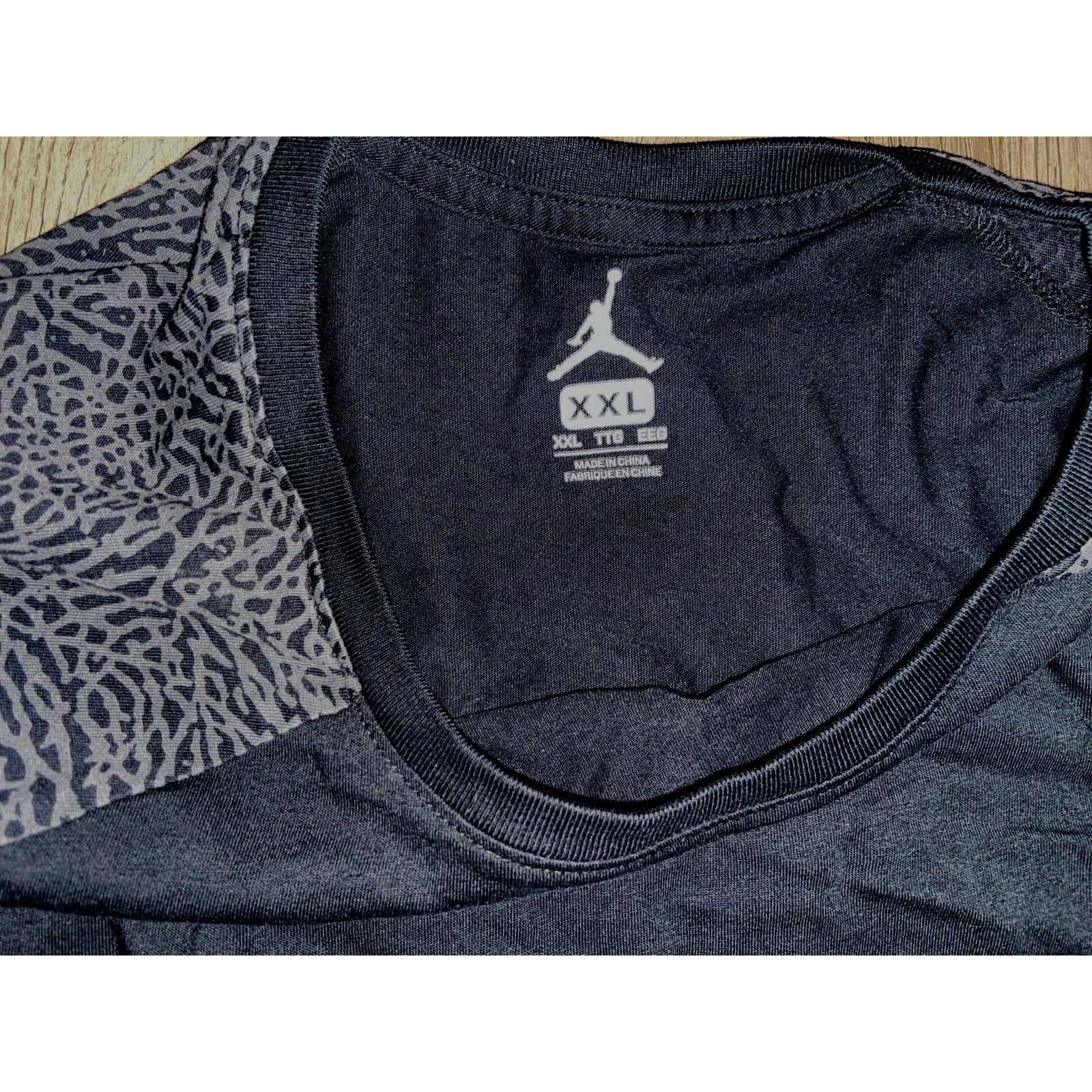 Air Jordan Black & Gray Printed Sleeve Ringer Tee Shirt Size XXL