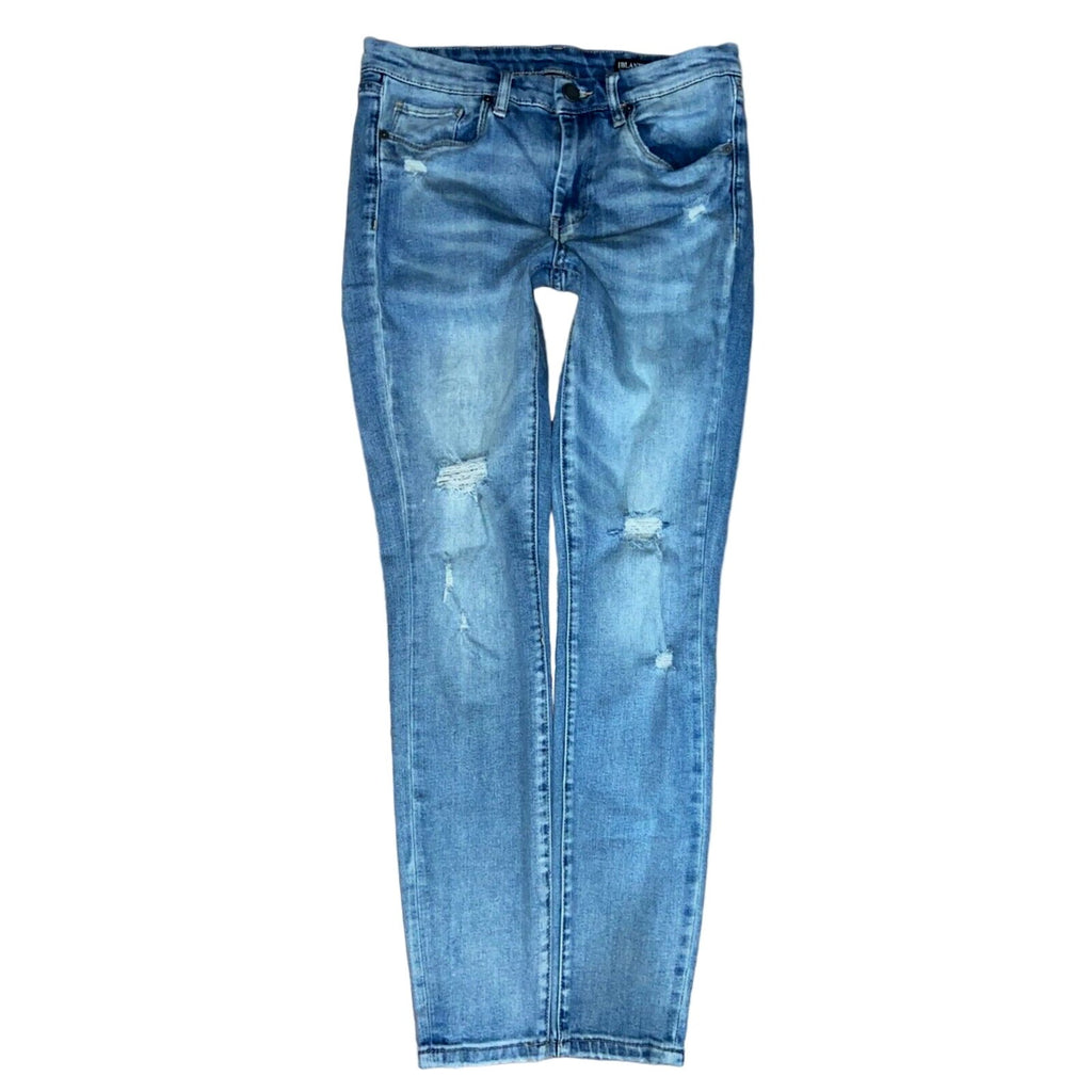 BLANK NYC The Bond Mid Rise Skinny Distressed Dangerous Game Jeans Sz 27
