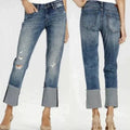 BLANK NYC Deep Cuff Straight Leg Distressed Ripped Knee Jeans Size 27