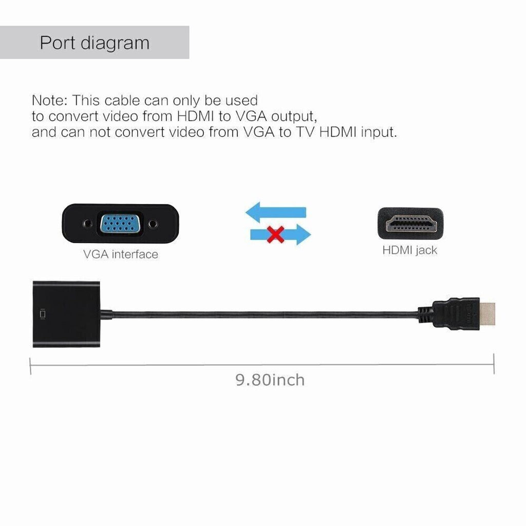 NEW HDMI Male Converter to VGA Female Adapter Cable Cord 1080P for HDTV DVD PC