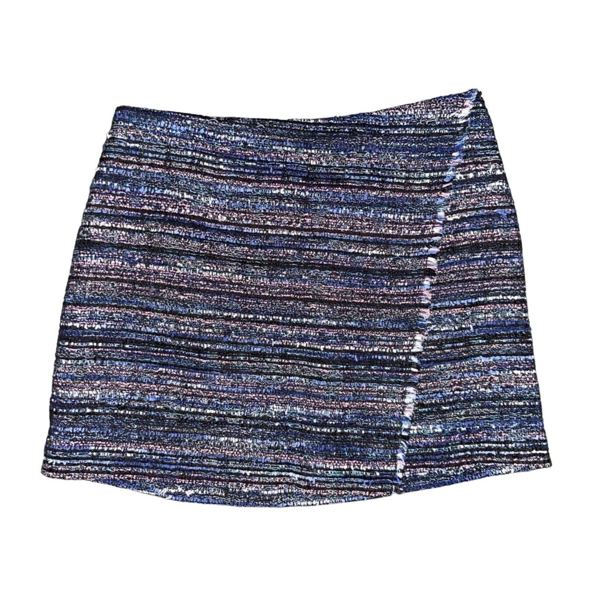 Diane Von Furstenberg DVF Austyn Black Indigo Camellia Tweed Faux Wrap Skirt 8