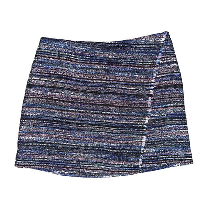 Diane Von Furstenberg DVF Austyn Black Indigo Camellia Tweed Faux Wrap Skirt 8