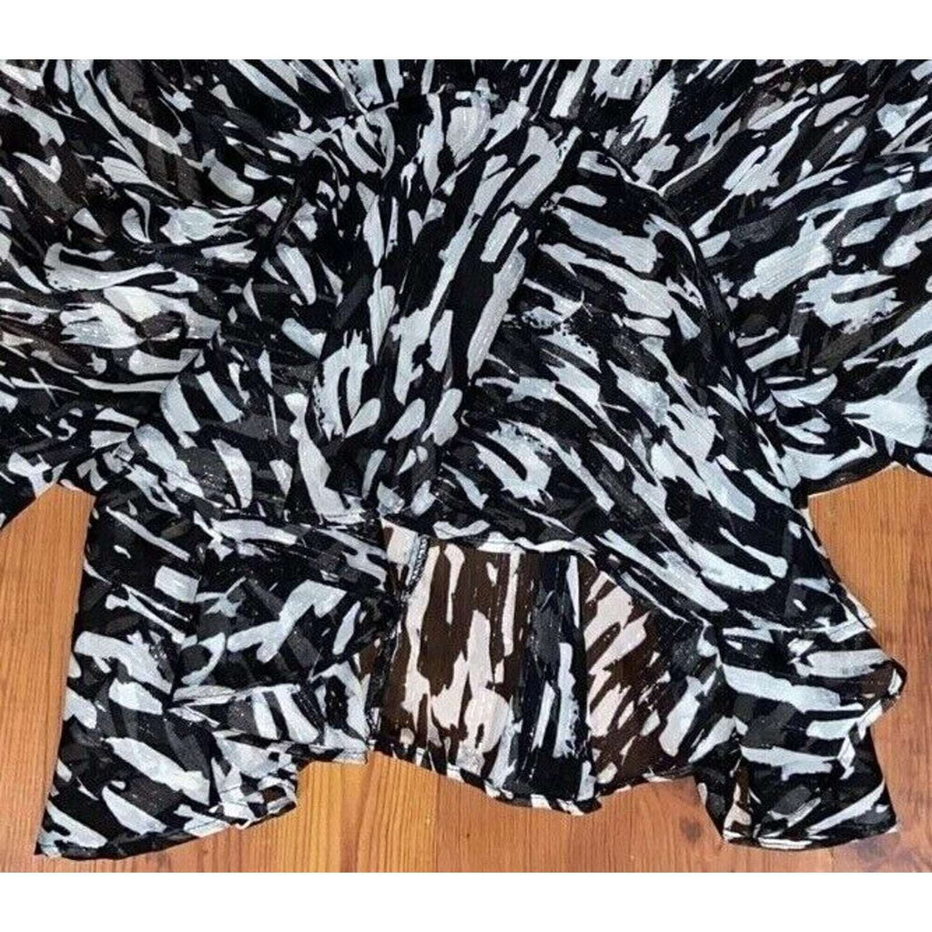 EUC! A. Calin by Flying Tomato Black & Metallic Kimono Sleeve Blouse Sz M
