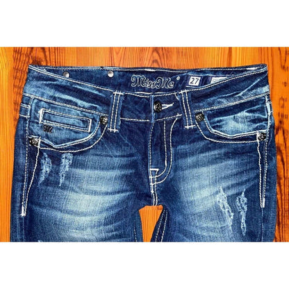 MISS ME Size 27 Bermuda Cross Pocket Jean Shorts (W 29 x L 11)