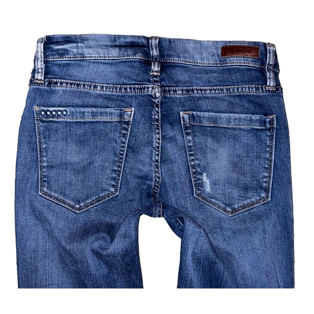 BLANK NYC Deep Cuff Straight Leg Distressed Ripped Knee Jeans Size 27