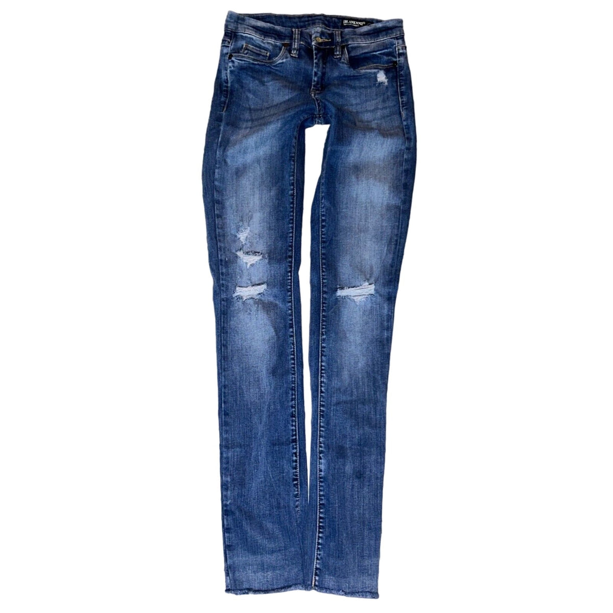 BLANK NYC Deep Cuff Straight Leg Distressed Ripped Knee Jeans Size 27