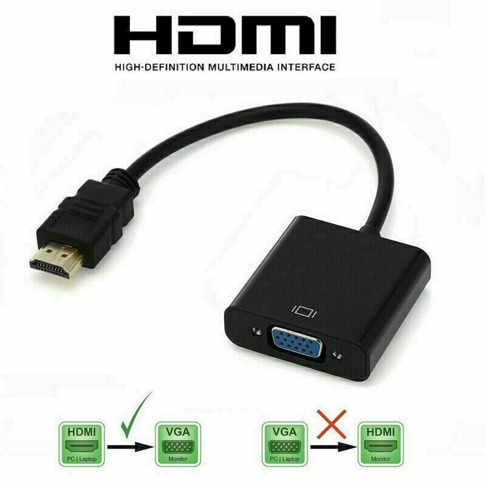 NEW HDMI Male Converter to VGA Female Adapter Cable Cord 1080P for HDTV DVD PC