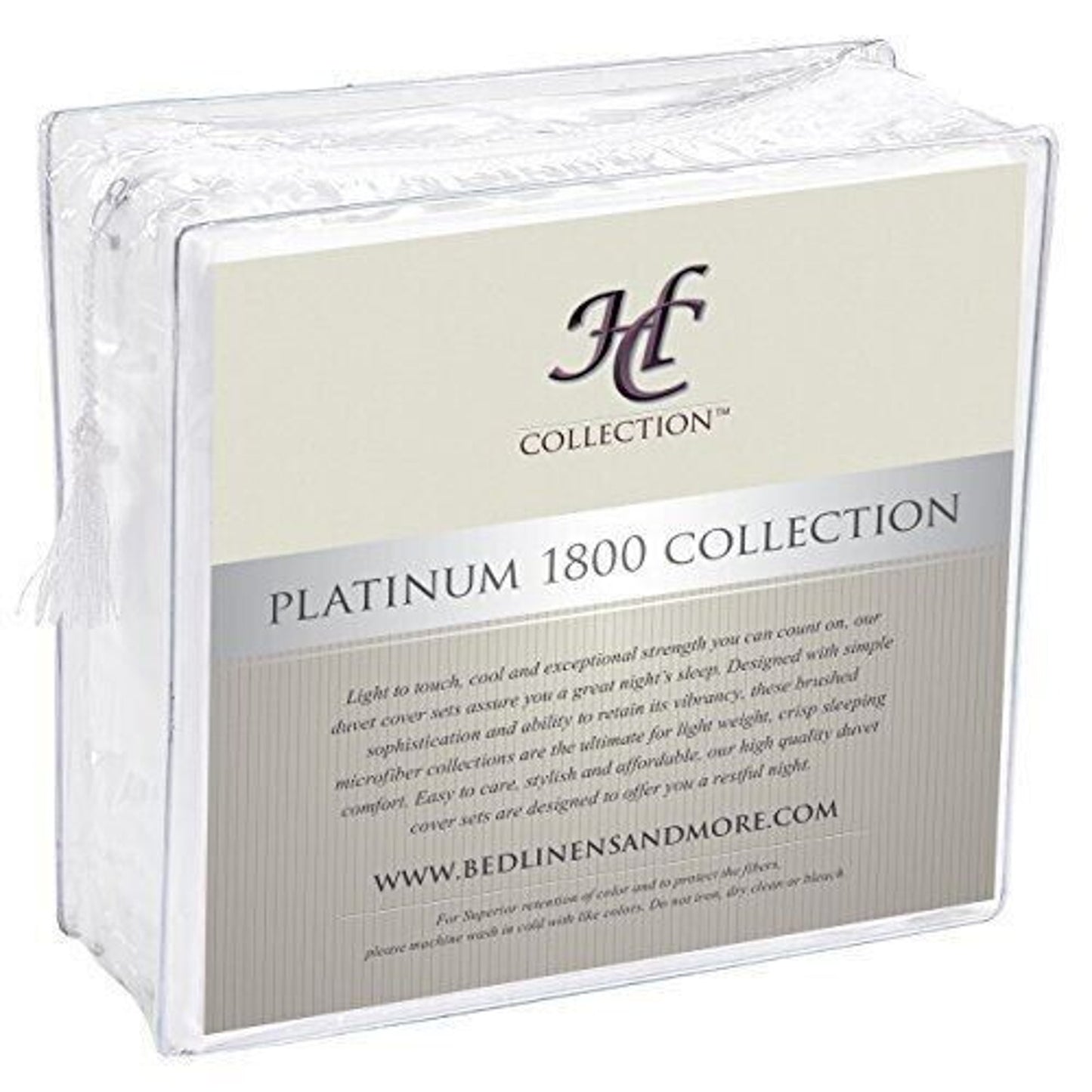 HC Collection Set Bed Sheets Hotel Luxury 1800 Series Platinum Full Size White