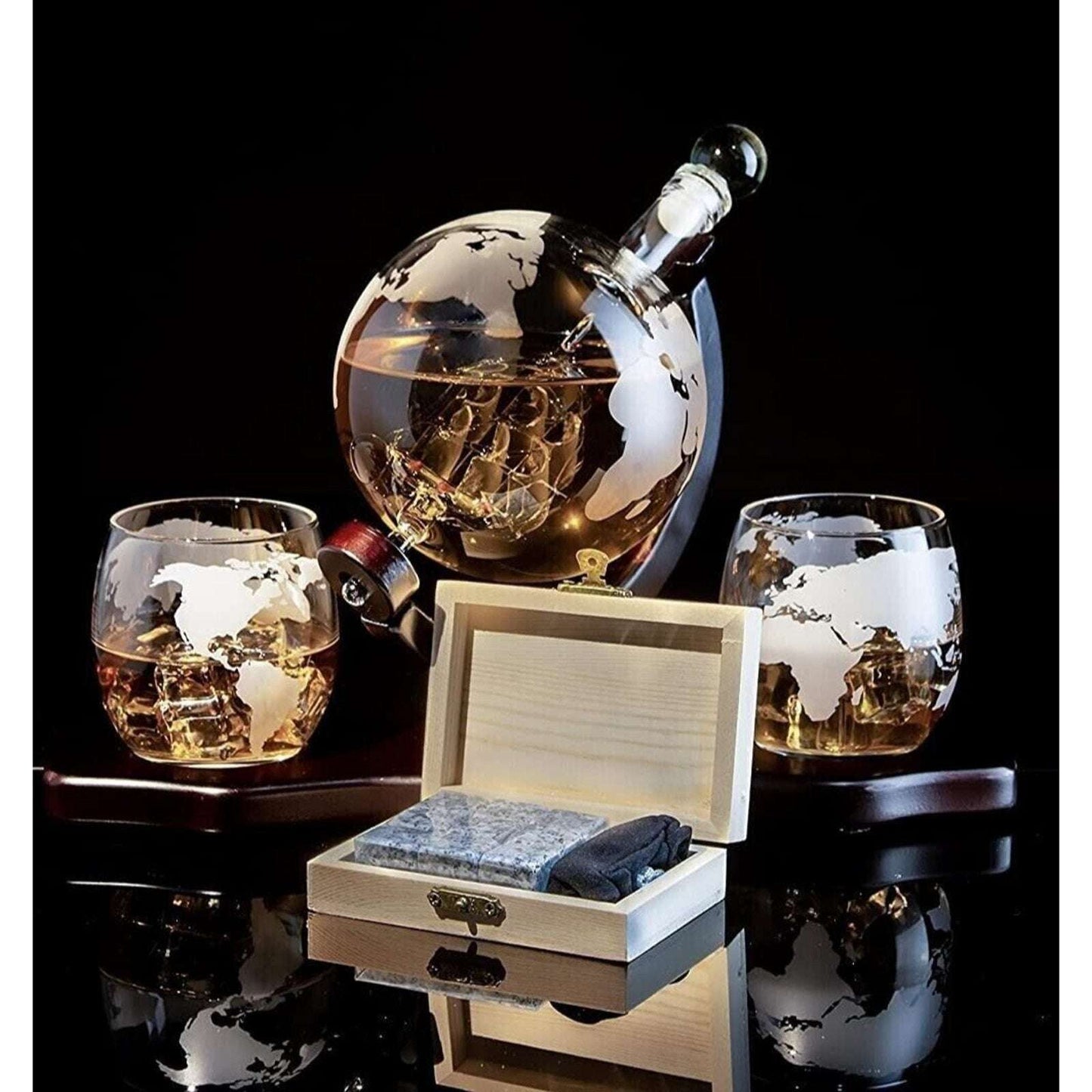 Sailing Whiskey & Wine Decanter Globe Chiller Stones & Glasses The Wine Savant