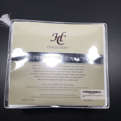 HC Collection Set Bed Sheets Hotel Luxury 1800 Series Platinum Full Size White