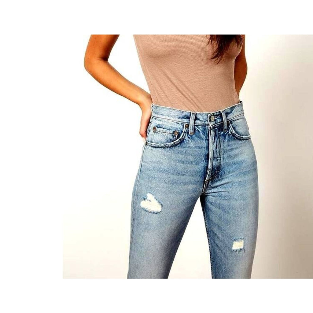 BOYISH Billy High Rise Distressed Relaxed Skinny Button Fly Jeans Sz 30