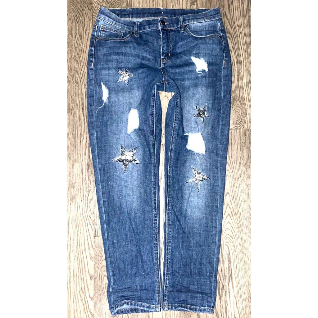 People's Liberation Mid Rise Relaxed Skinny Leg Stretch Jeans Size 7 Women's