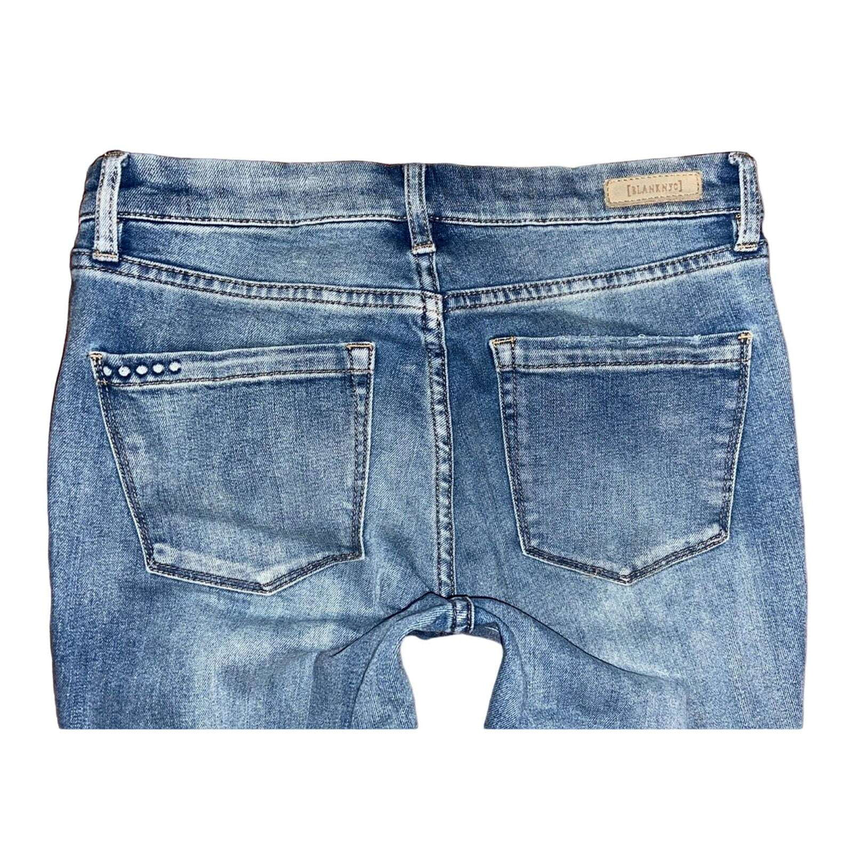 BLANK NYC The Bond Mid Rise Skinny Distressed Dangerous Game Jeans Sz 27