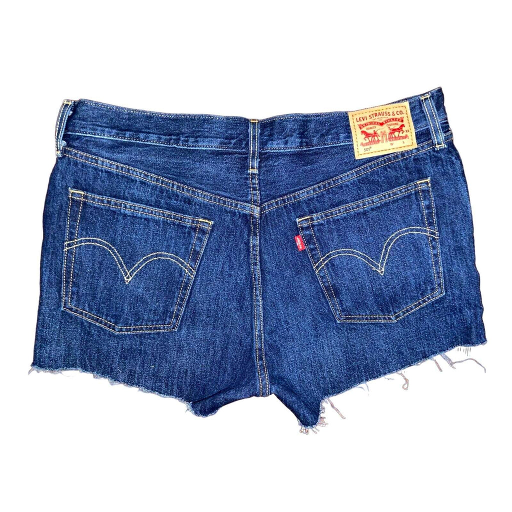 501 LEVI's Button Fly High Rise Relaxed Cut Off Jean Shorts Sz 31 (W34 x L 2)