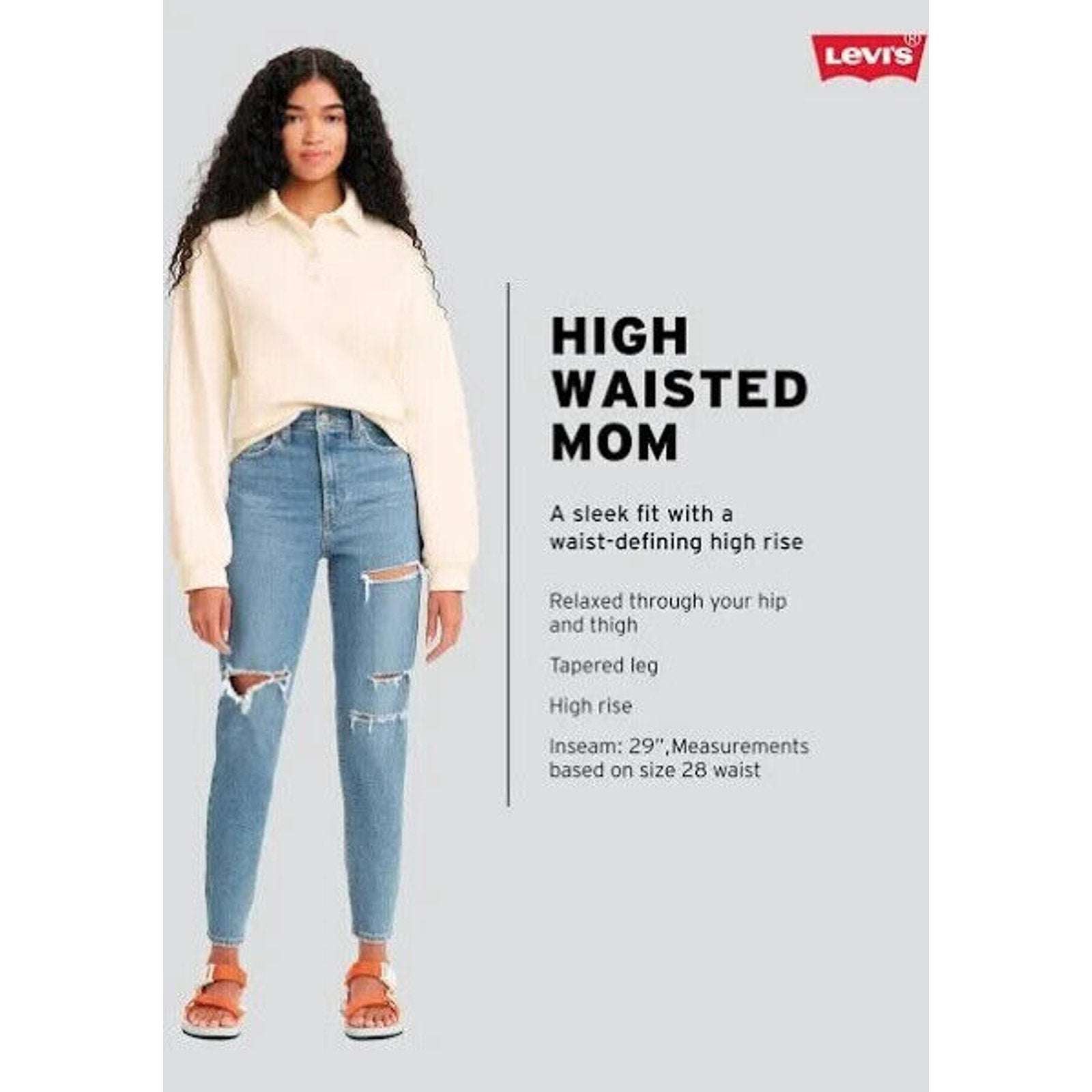 NEW! LEVI'S High Waisted Tapered Mom Jeans Size W 28 L 29 Womens