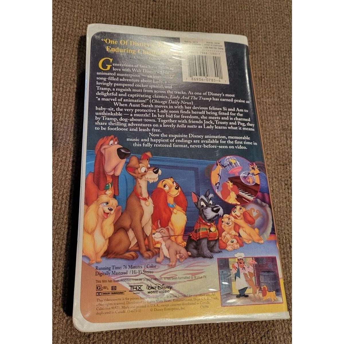 Lady and the Tramp Walt Disney's Masterpiece Collection Ed. VHS 1998 Restored