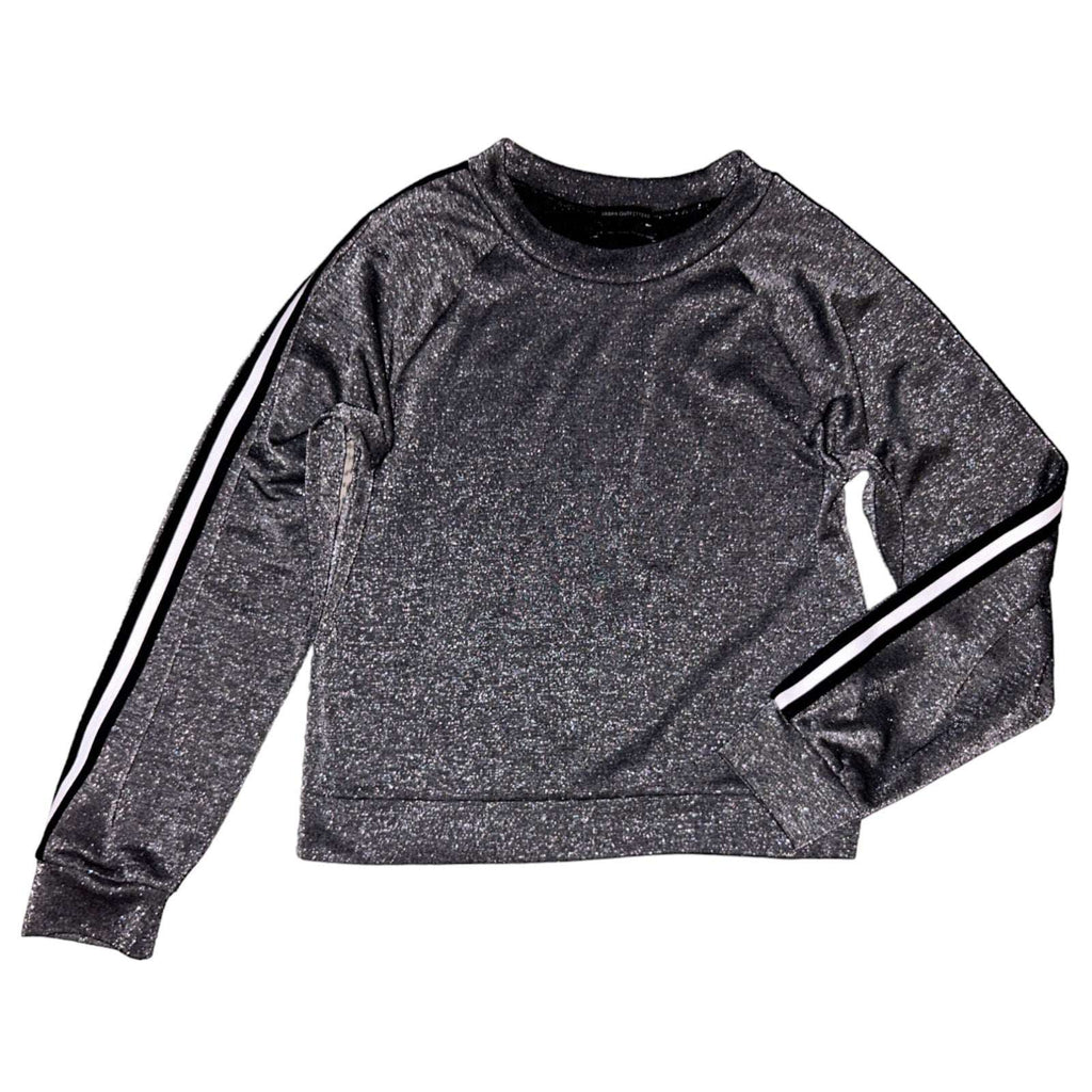 URBAN OUTFITTERS Charcoal Gray Metallic Long Sleeve with Stripes Pullover Size L