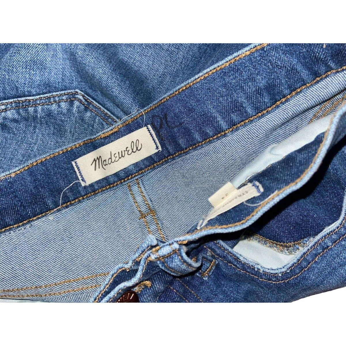 MADEWELL Size 24 Straight Crop Jeans in Cruiser Wash: Ripped Knee Edition