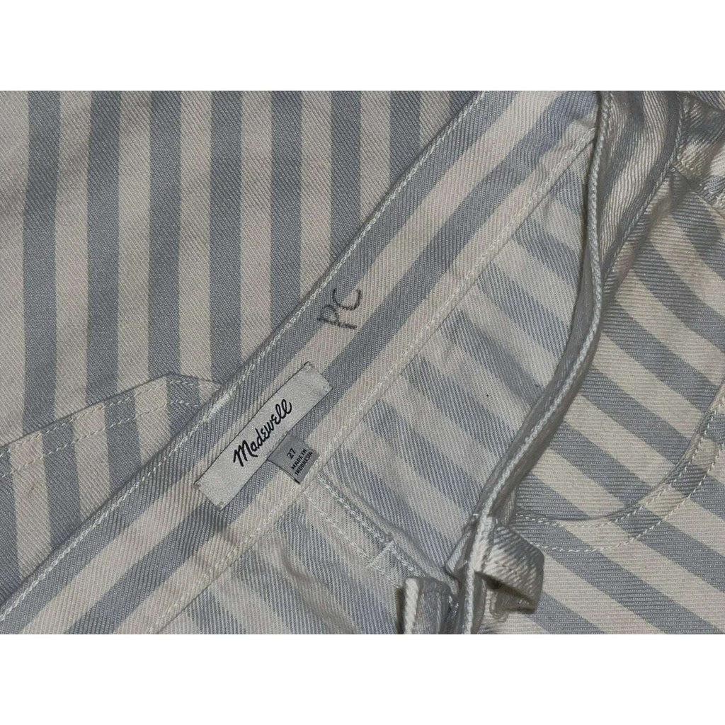 Madewell Stretch A Line Mini Skirt Pompano Striped Button Front Skirt Size 27