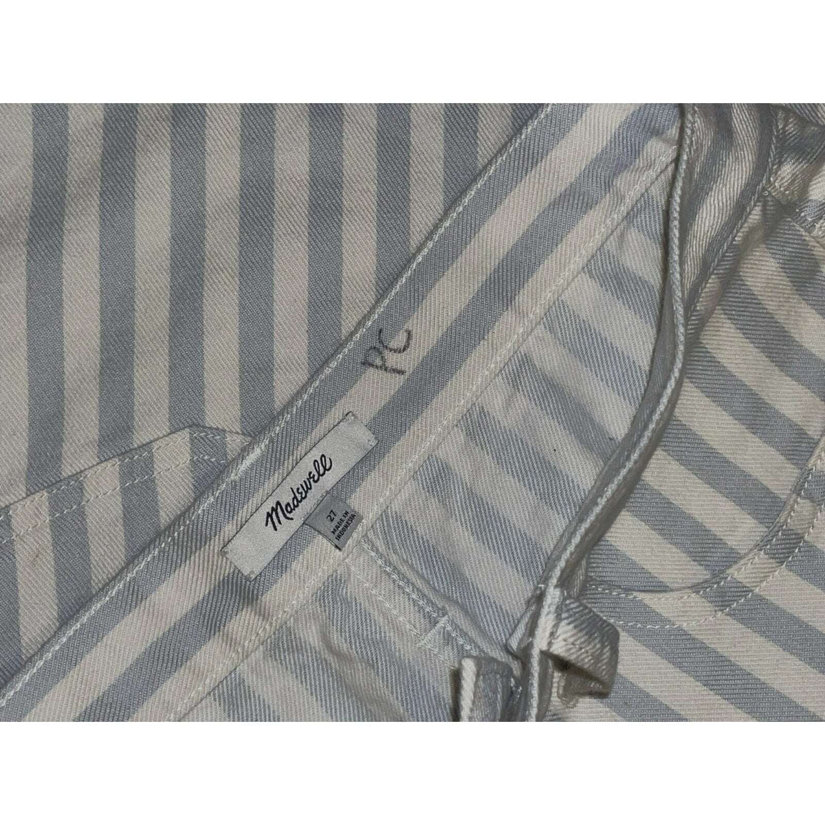 Madewell Stretch A Line Mini Skirt Pompano Striped Button Front Skirt Size 27