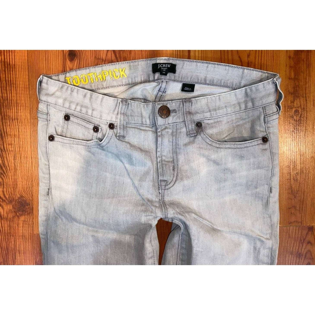 J.CREW Toothpick Gray Low Rise Skinny Straight Ankle Jeans Size 25