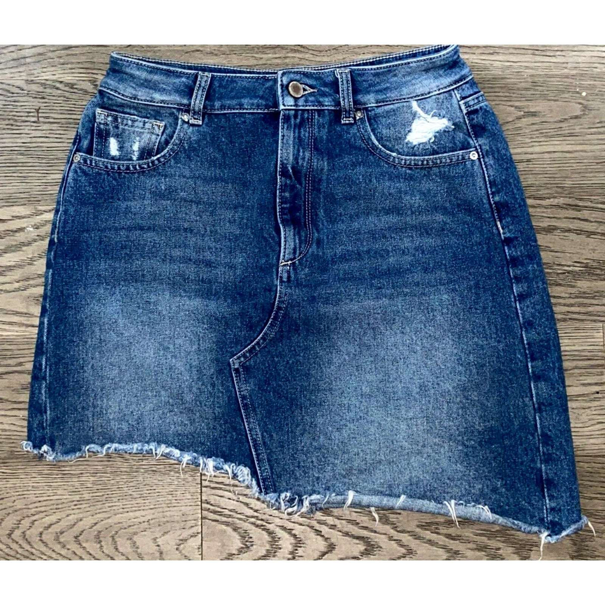 DL1961 Georgia Skirt in Elko Wash Raw Uneven Hem Mini Denim Jean Skirt Size L